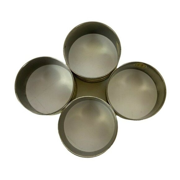 Two-Tone Brushed Metal Napkin Rings Set Of 4 Silver & Gold Striped Table Decor - Picture 3 of 4